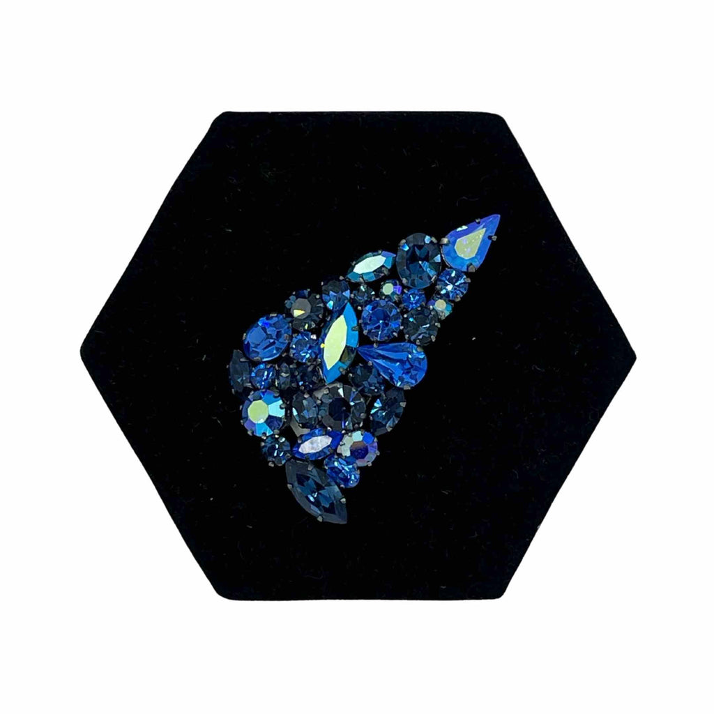 blue crystal brooch - The Carriage House Interiors