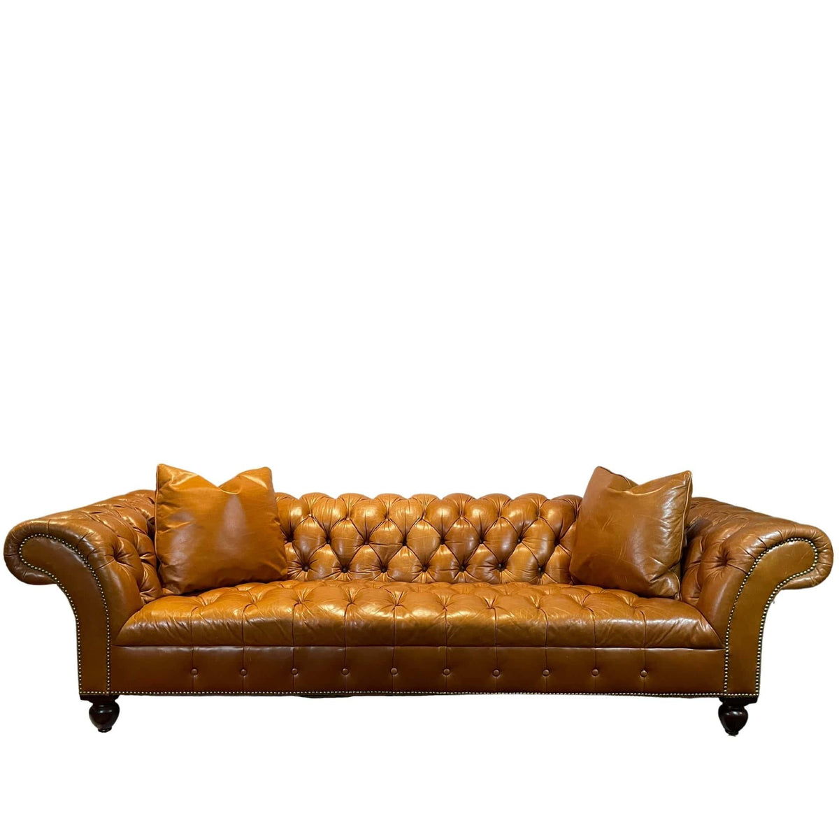 Tufted Brown Leather Club Sofa by Ralph Lauren