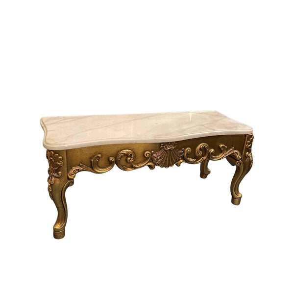Small Gilded Marble Top Bench - The Carriage House Interiors