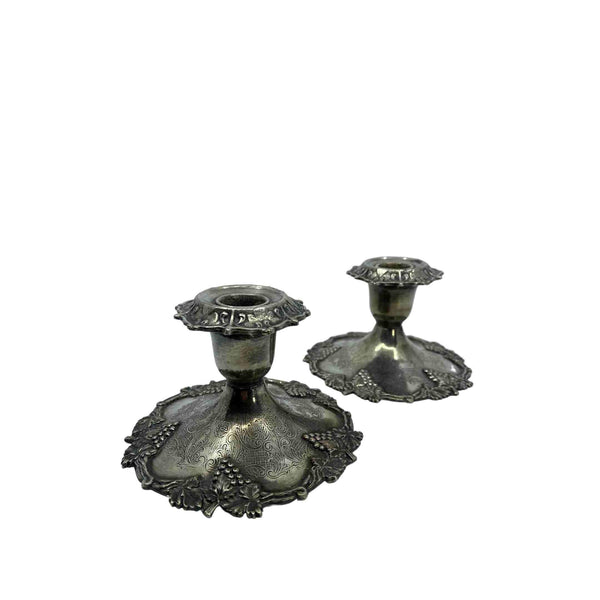 silver candle holders - The Carriage House Interiors