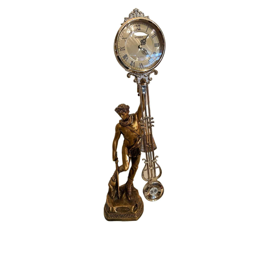 French reproduction of Luis XVI style Tall gold clock with pendant 